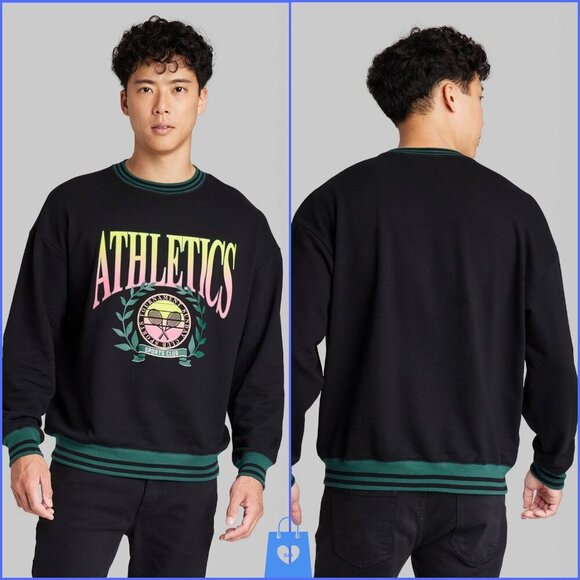 Original Use Other - Medium - Mens Fleece Graphic Crewneck Pullover Sweatshirt - Original Use - Black